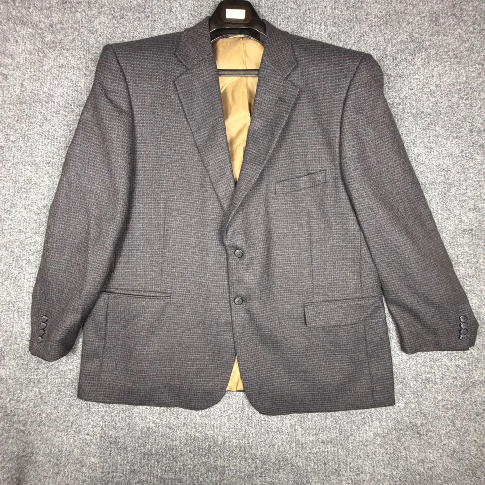 Haspel 48R Lambswool Sport Coat Brown Houndstooth Blazer Mens 48 Regular